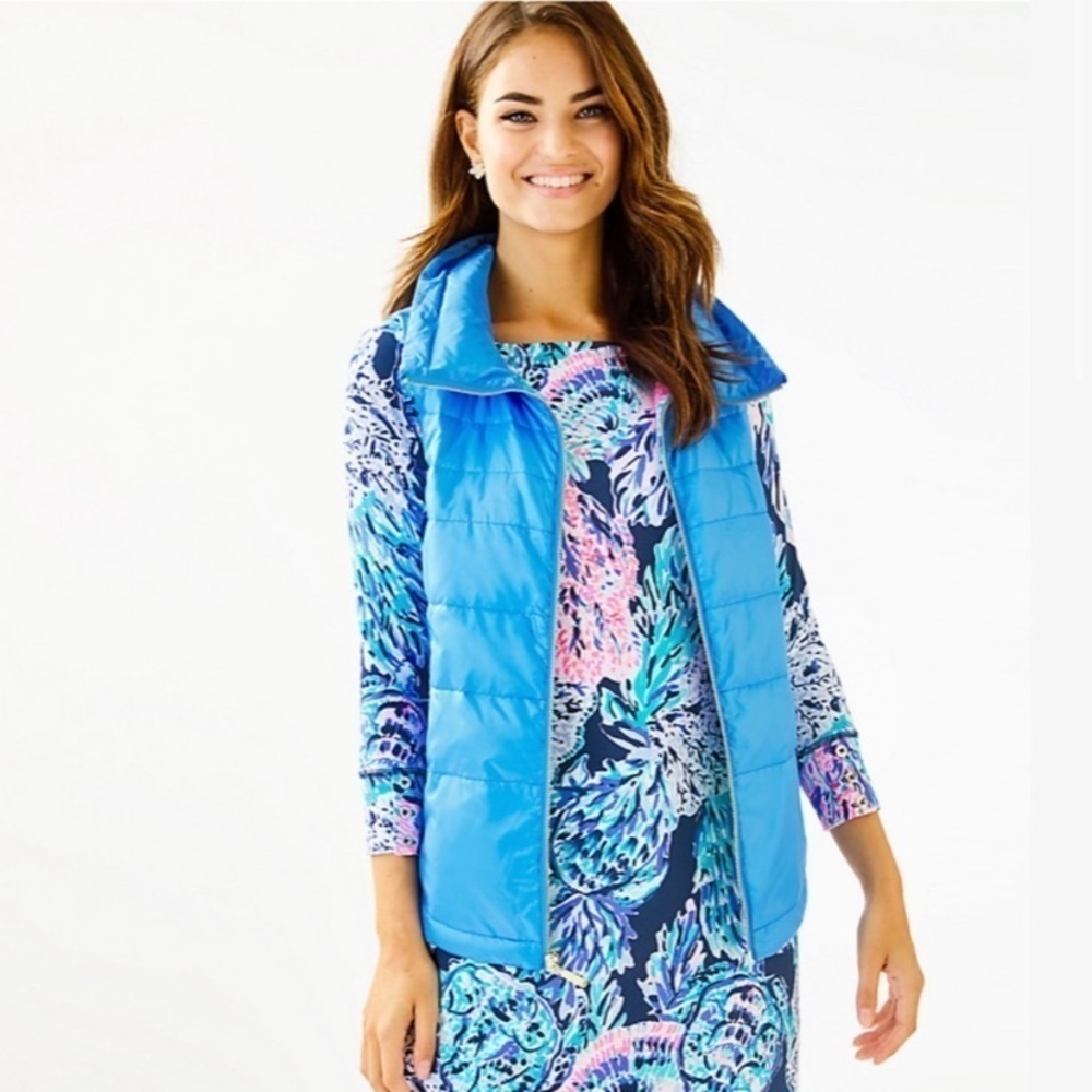 Lilly Pulitzer Palm Paradise vest in Zanzibar Blue NWT